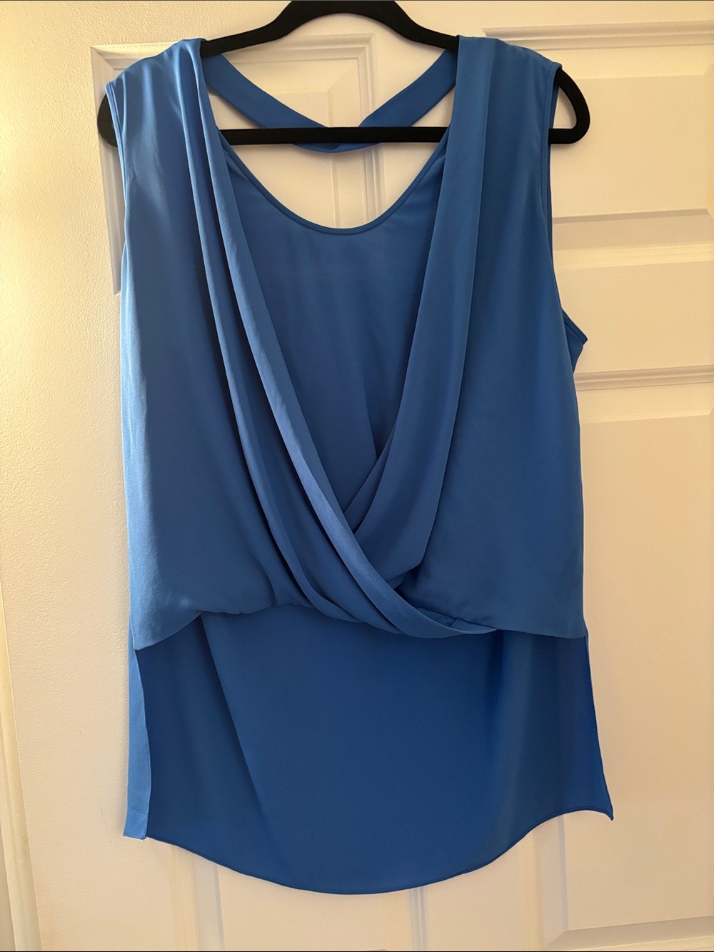 BCBGMaxAzria Blue Draped High Low Sleeveless Camisole
